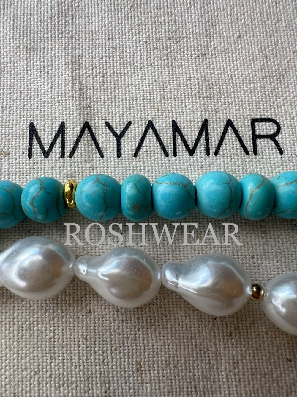 Carabiner Turquoise & Pearl Charm Bracelet with Gold Accents NWOT - Picture 9 of 9